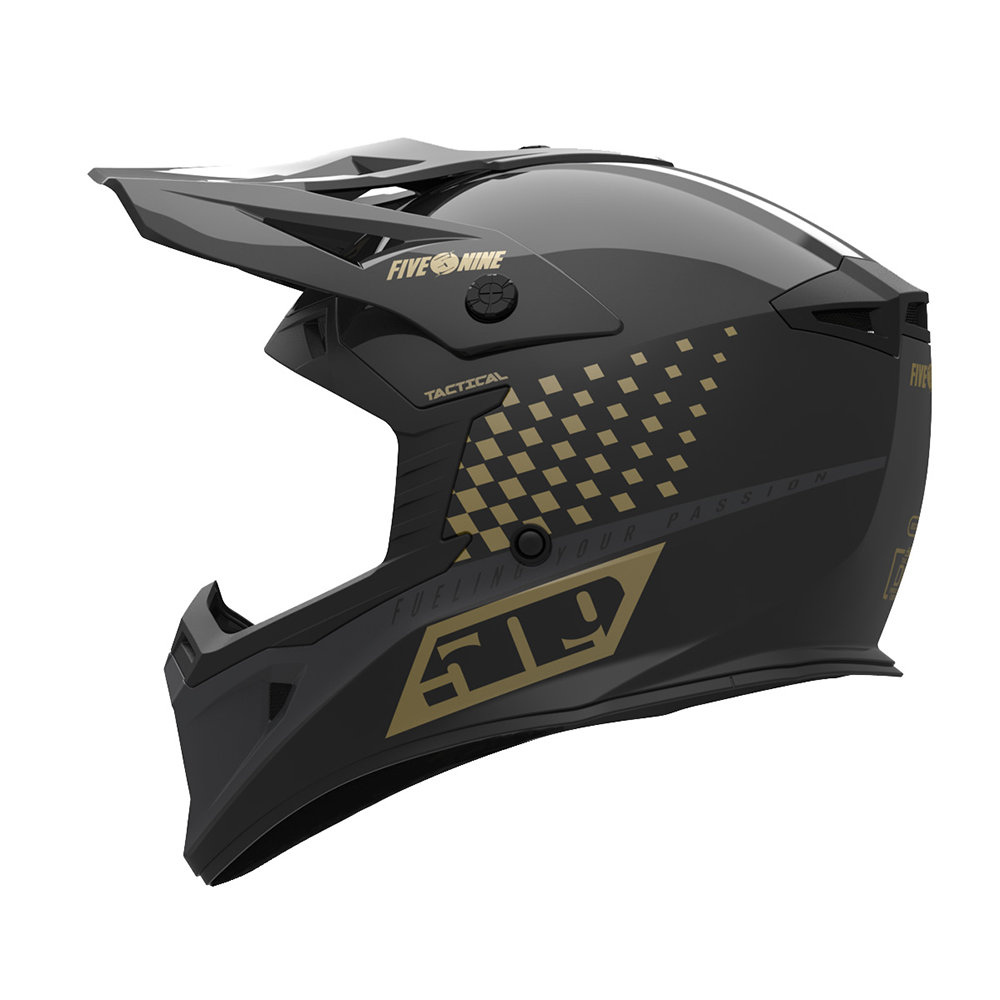 Black and cheap gold motocross helmet