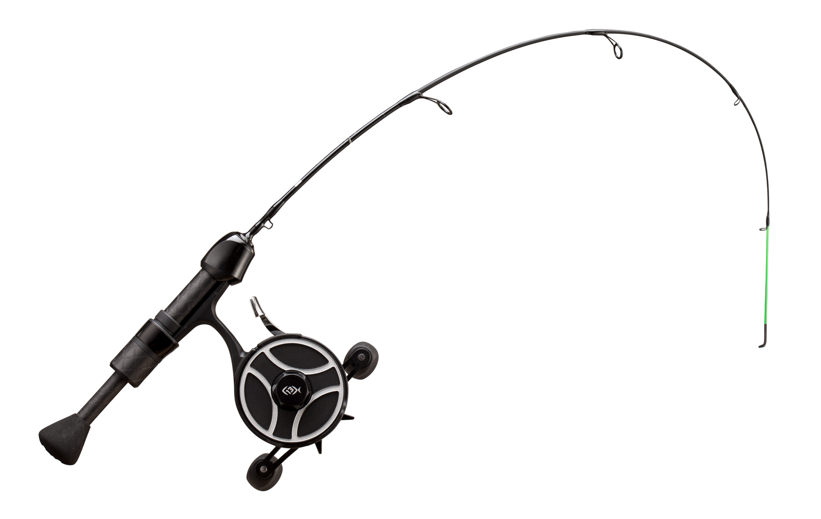 13 FISHING - The Snitch Pro/Freefall Ghost - Inline Ice Fishing Combo - 23 With Flex-Core Quick Action Tip - Left Hand Retrieve - SNPFF-23-LH Black