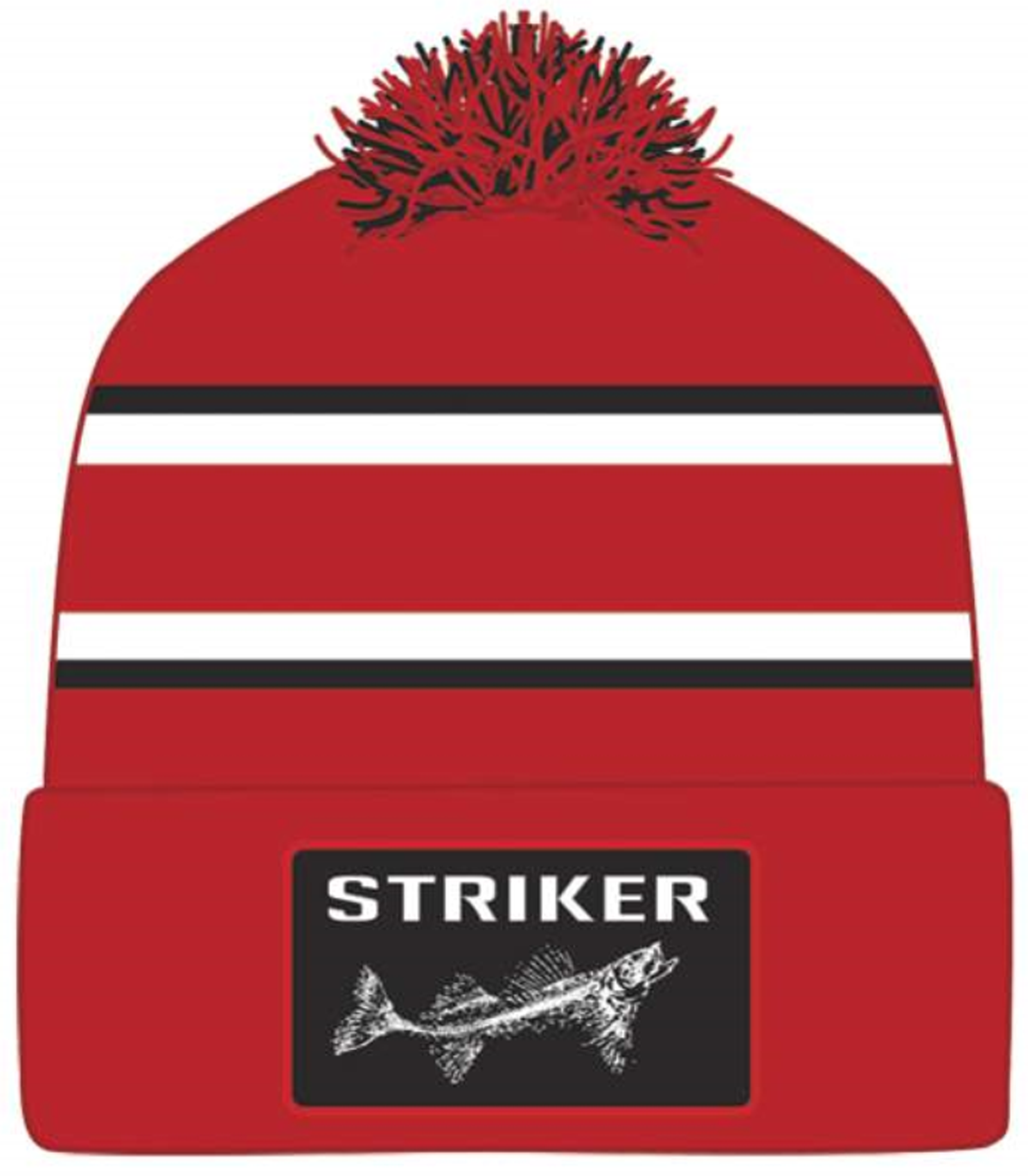 Striker Ice Striped POM Ice Fishing Hat Black/White